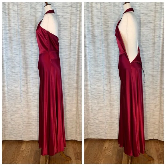 ABS by Allen Schwartz Dark Red Halter Gown - Picture 15 of 16